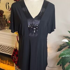 Antthony Original Black Sequin V-Neck Blouse